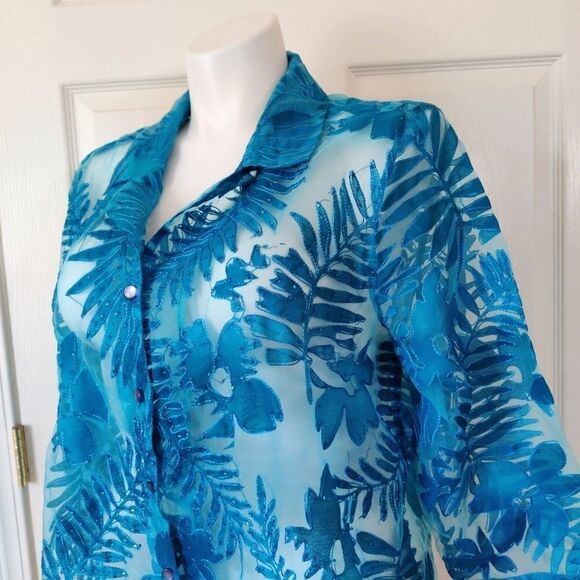 Units sheer applique 3/4 sleeve blouse - Picture 5 of 8